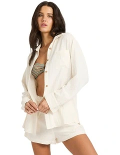 Wanderer Long Sleeve Button-down Shirt in White