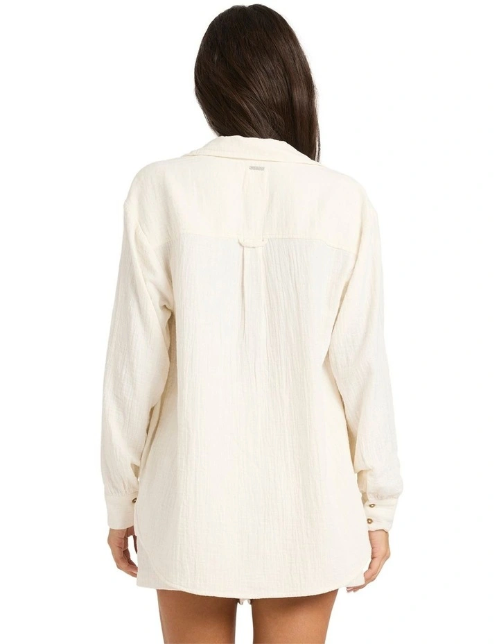 Wanderer Long Sleeve Button-down Shirt in White image 2