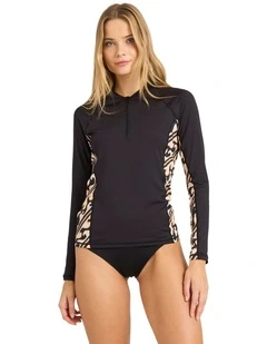 Dark Wave Half Long Sleeve Rashvest in Black