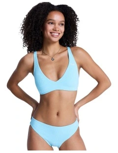 Palm Dream Elongated Tri Bikini Top in Blue