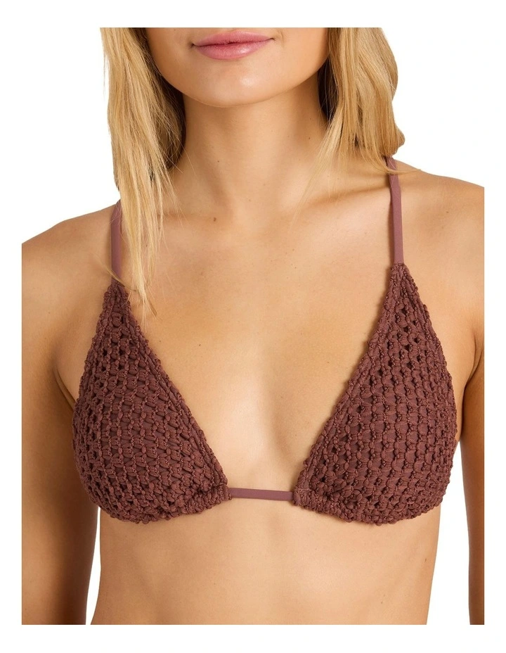 Twisted Tides Triangle Bikini Top in Esspresso image 4