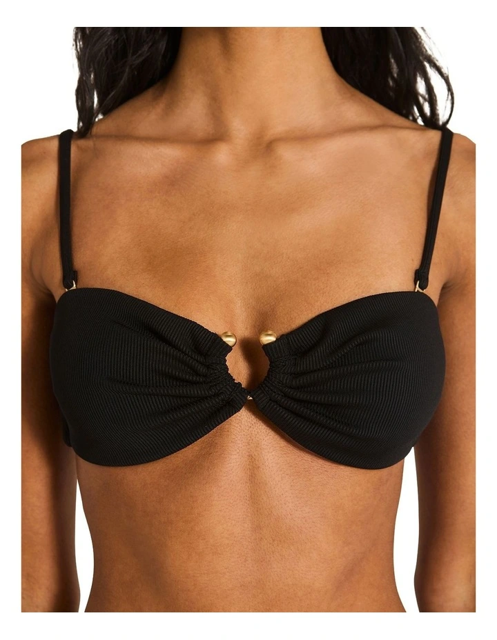 Akila Bandeau Bikini Top in Black image 4