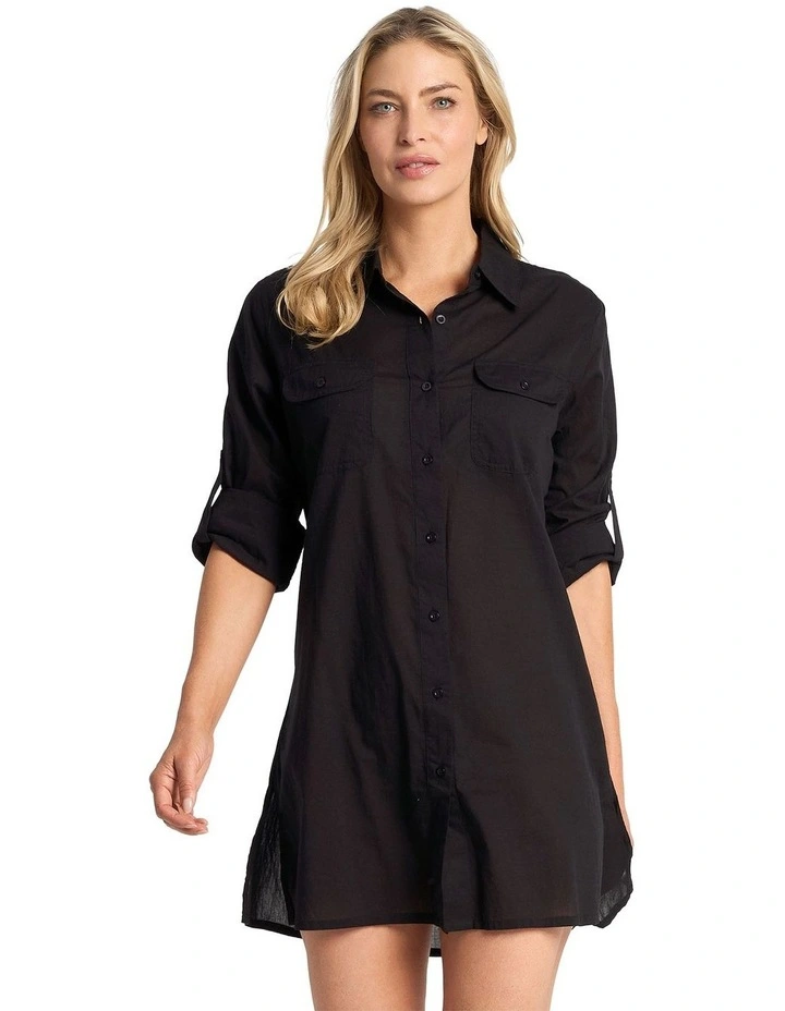Classic Longline Shirt in Black image 3