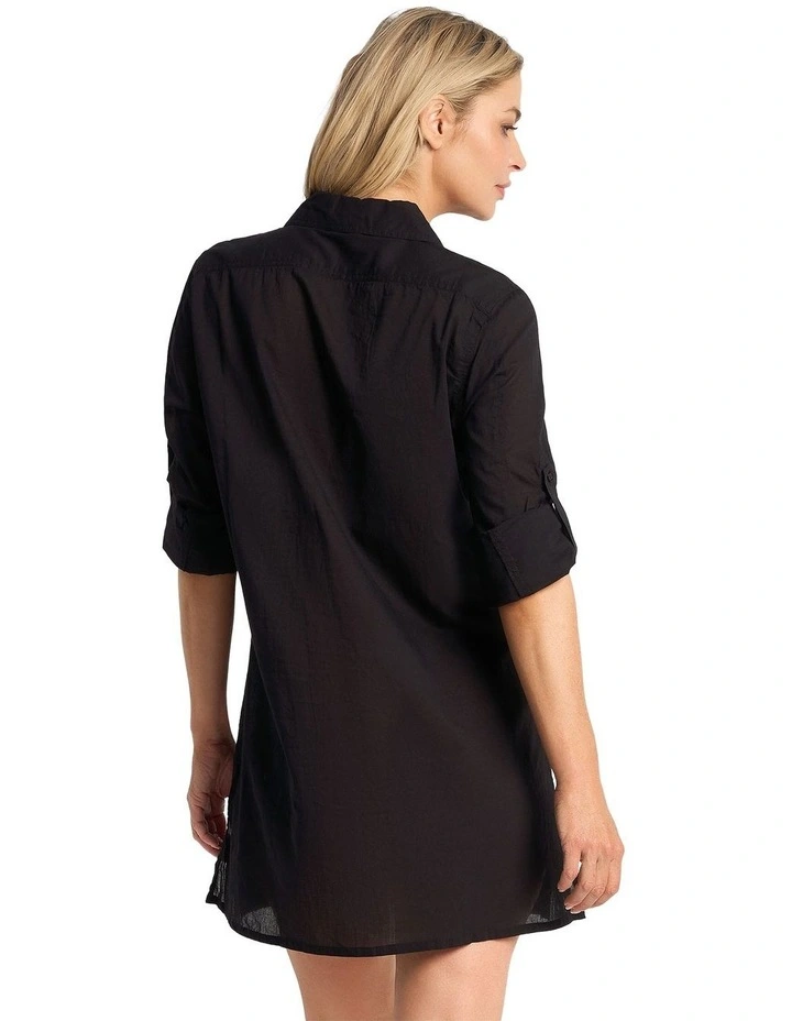 Classic Longline Shirt in Black image 4