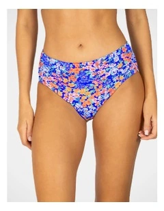 Biarritz Ruched Mid Bikini Bottom in Sapphire