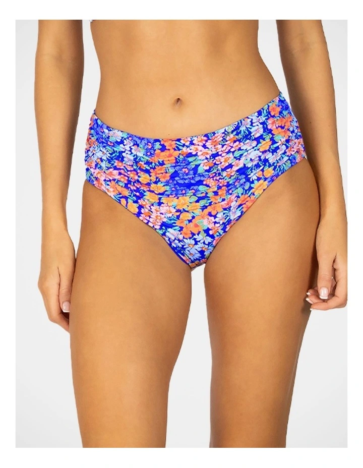 Biarritz Ruched Mid Bikini Bottom in Sapphire image 1