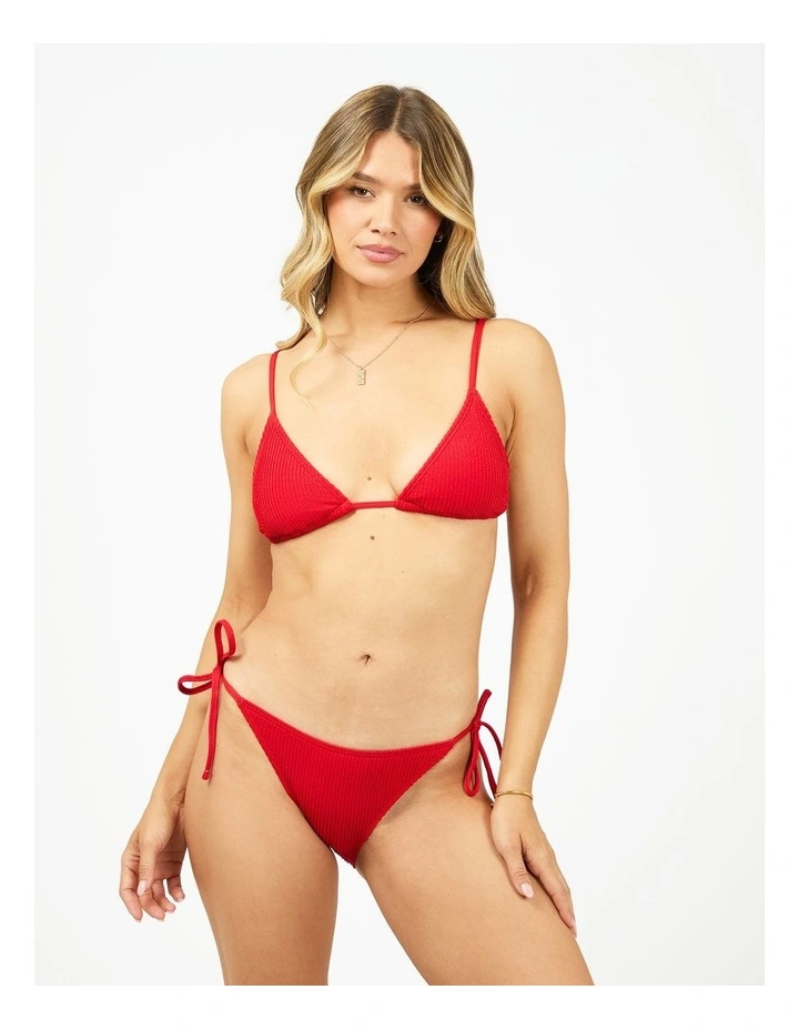 Phoenix Rib High Tie Side Bottom in Red image 1