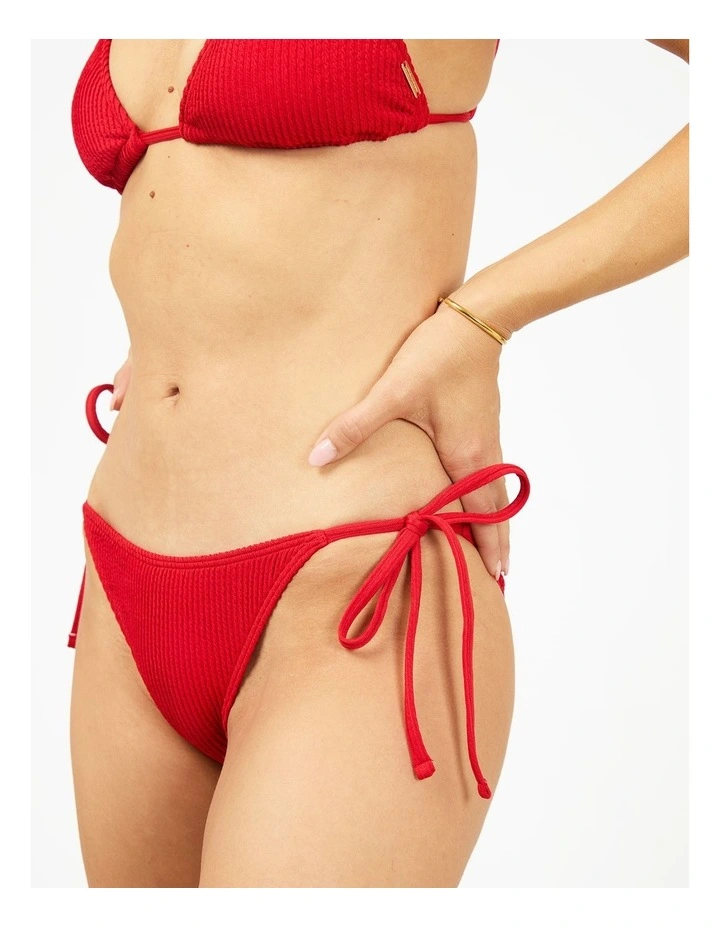 Phoenix Rib High Tie Side Bottom in Red image 5