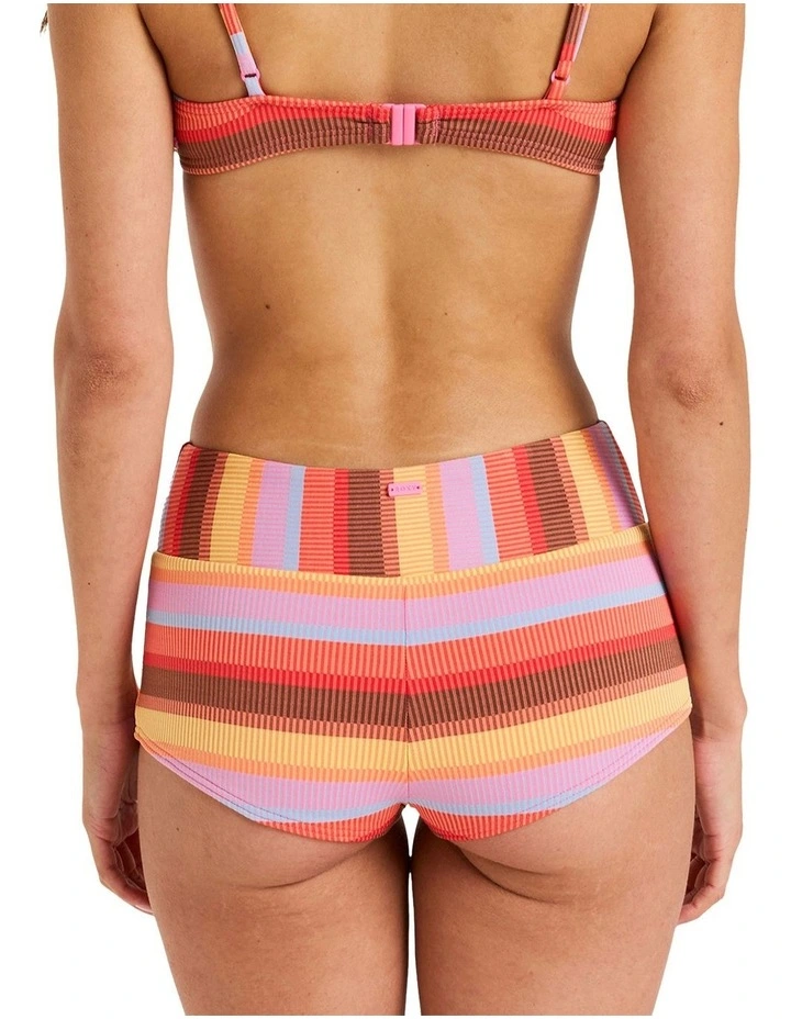 Stripe Mid Waist Bikini Bottom in Pink image 2