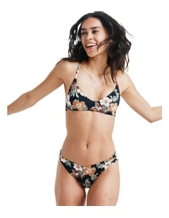 Nostalgic Feels Mod High Leg Bikini Bottom in Brown