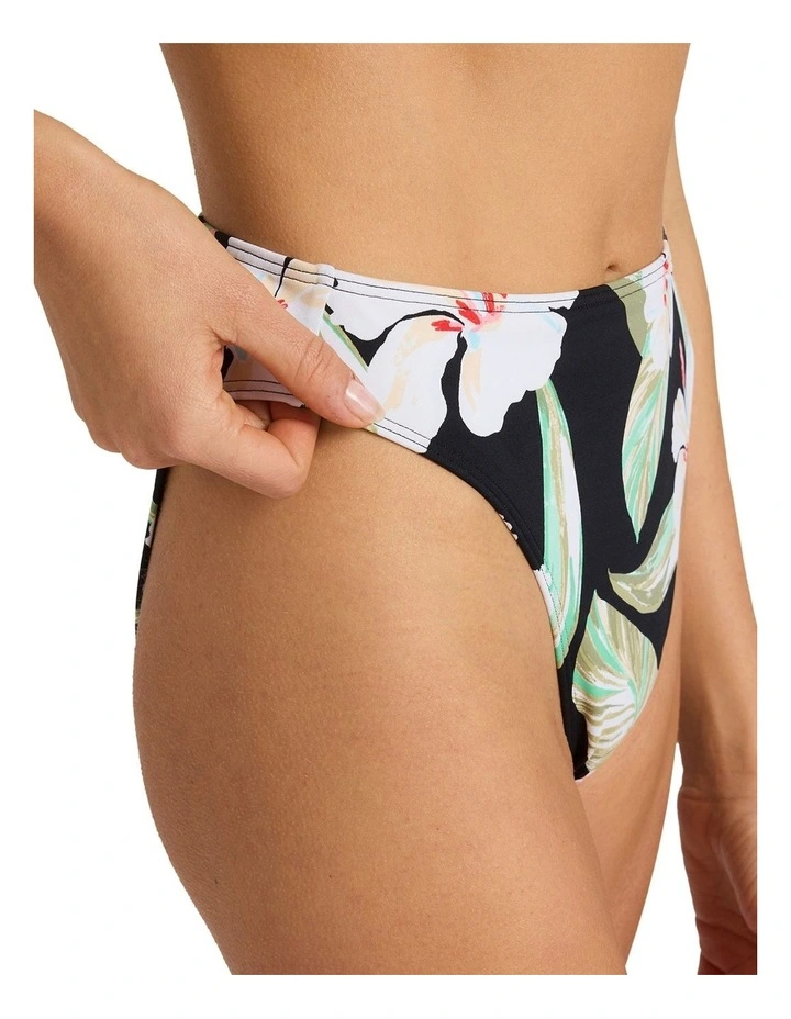 Printed Essentials Mid Waist Moderate Bikini Bottom in Black image 4