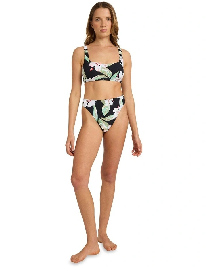 Printed Essentials Mid Waist Moderate Bikini Bottom in Black image 5