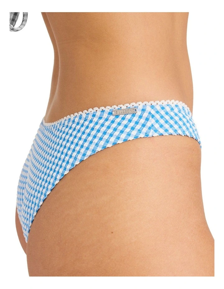 Mini Wave Check Hike Bikini Bottom in Blue image 4
