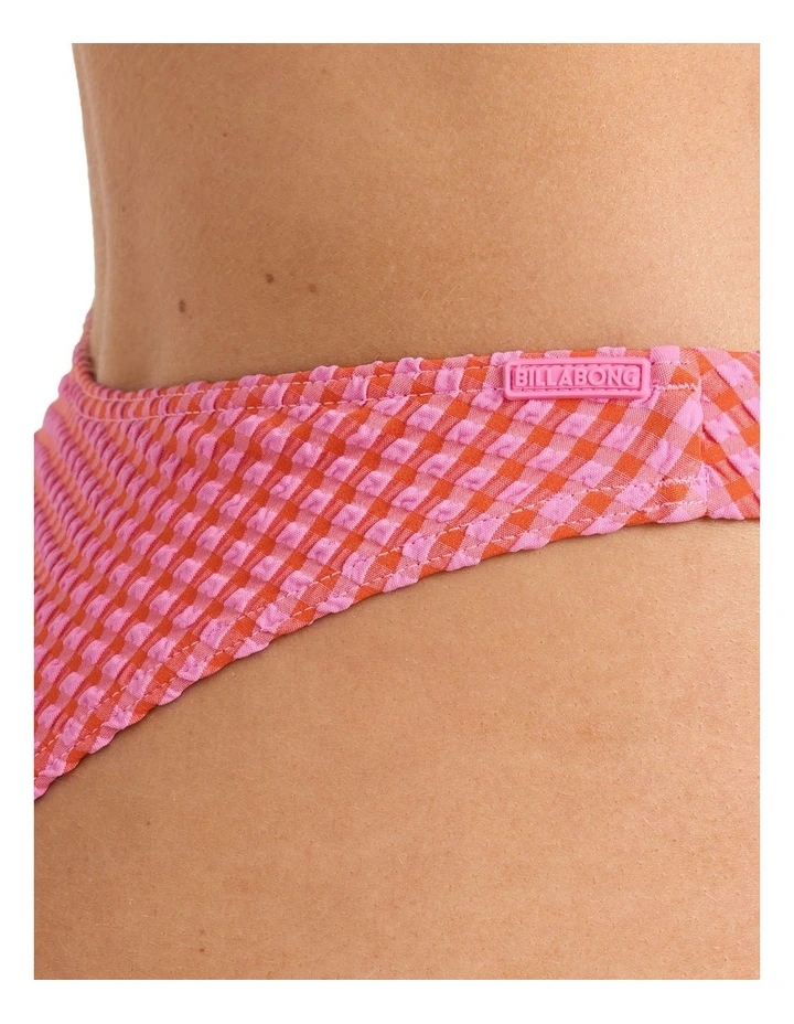 Mini Wave Check Hike Bikini Bottom in Pink image 4