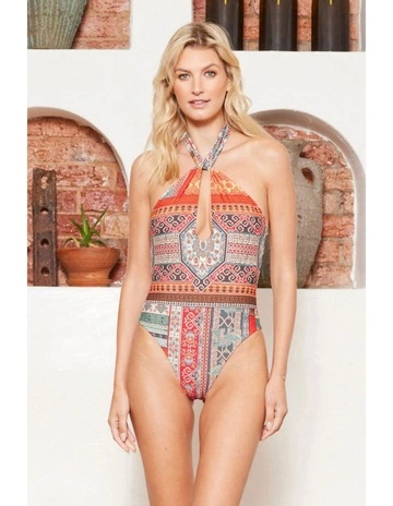 Salma Halter Style One Piece in Kefalonia Patchwork