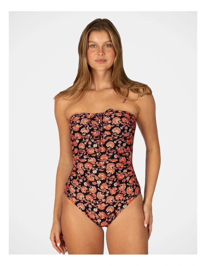 Flamenco Bandeau One Piece Swimsuit in Black image 1