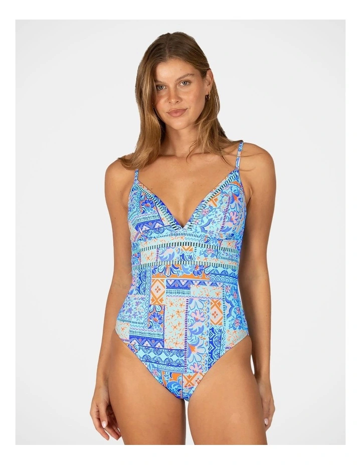 Tulum Cruz V Neck One Piece in Aqua image 1
