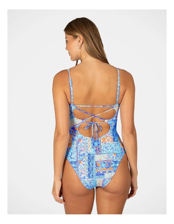 Tulum Cruz V Neck One Piece in Aqua image 2