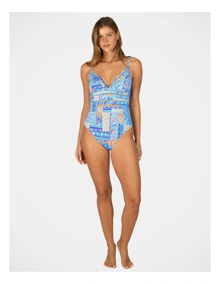 Tulum Cruz V Neck One Piece in Aqua image 4