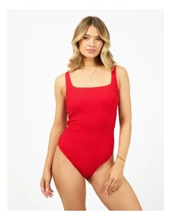 Phoenix Rib Underwire One Piece in Red