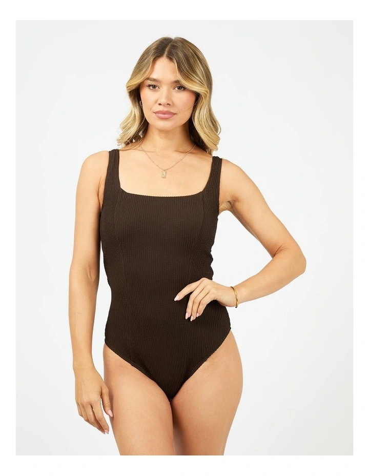 Phoenix Rib Underwire One Piece in Brown image 1