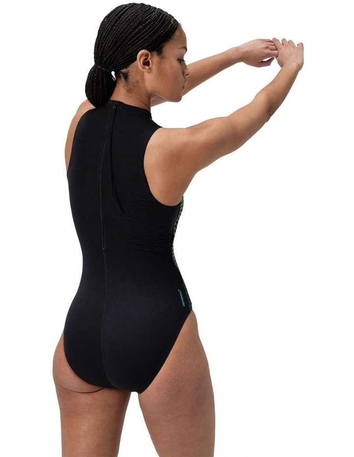Womens Printed Hydrasuit One Piece in Black image 2