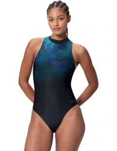 Printed Hydrasuit One Piece in Black/Blue