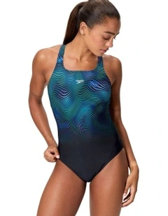 Printed Medalist One Piece in Black/Blue