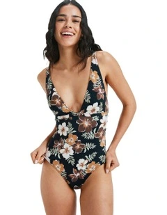 Nostalgic Feels One Piece Swimsuit in Almond Tropical