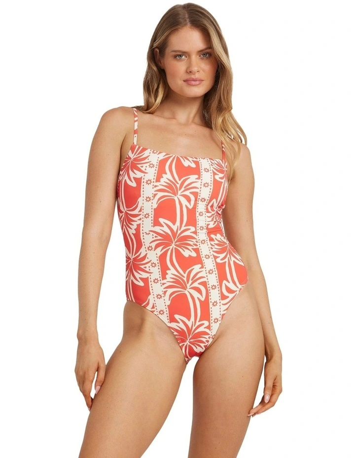 Row Of Palms One Piece Swimsuit in Red image 1