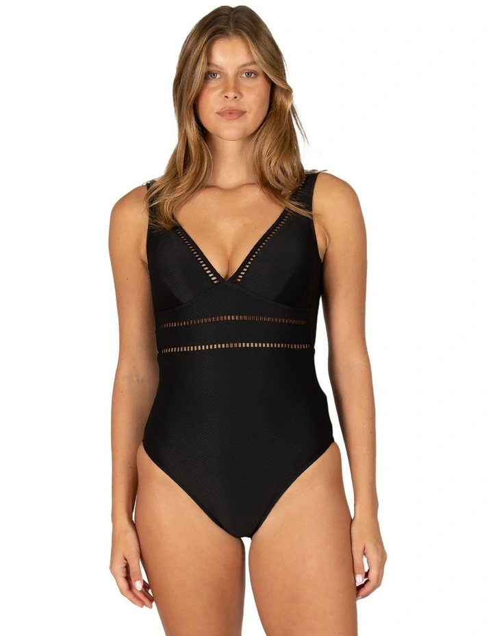 Rococco Longline One piece Swimsuit in Black image 1