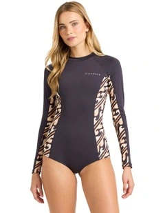 Dark Wave Long Sleeve Rash Vest in Black