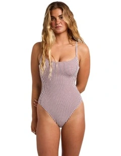 Mini Wave Check One Piece Swimsuit in Multi