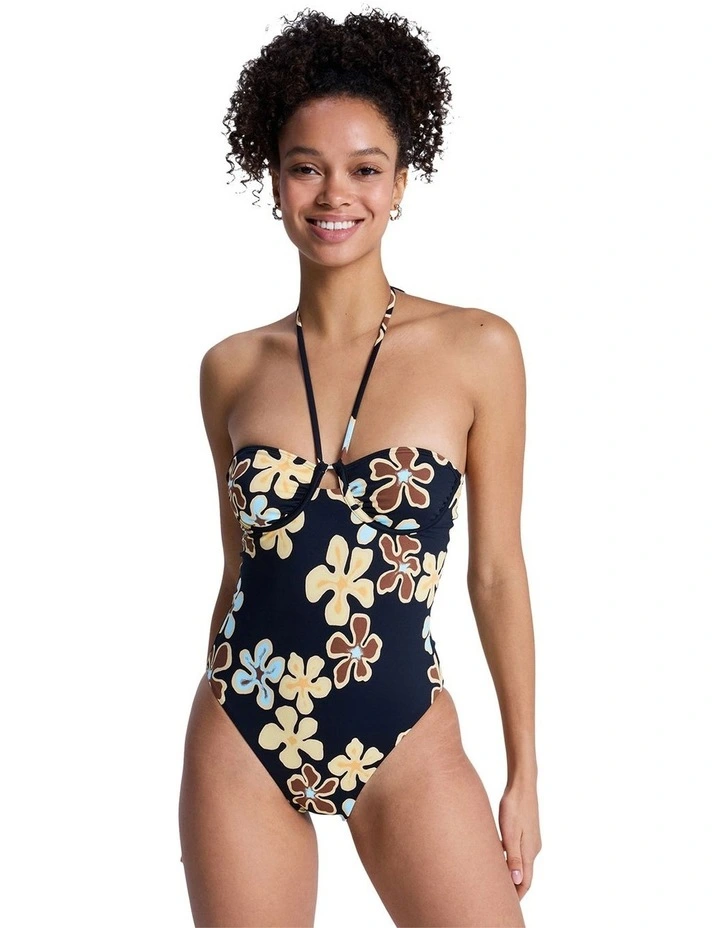 Nostalgic Feel One Piece Swimsuit in Black image 1
