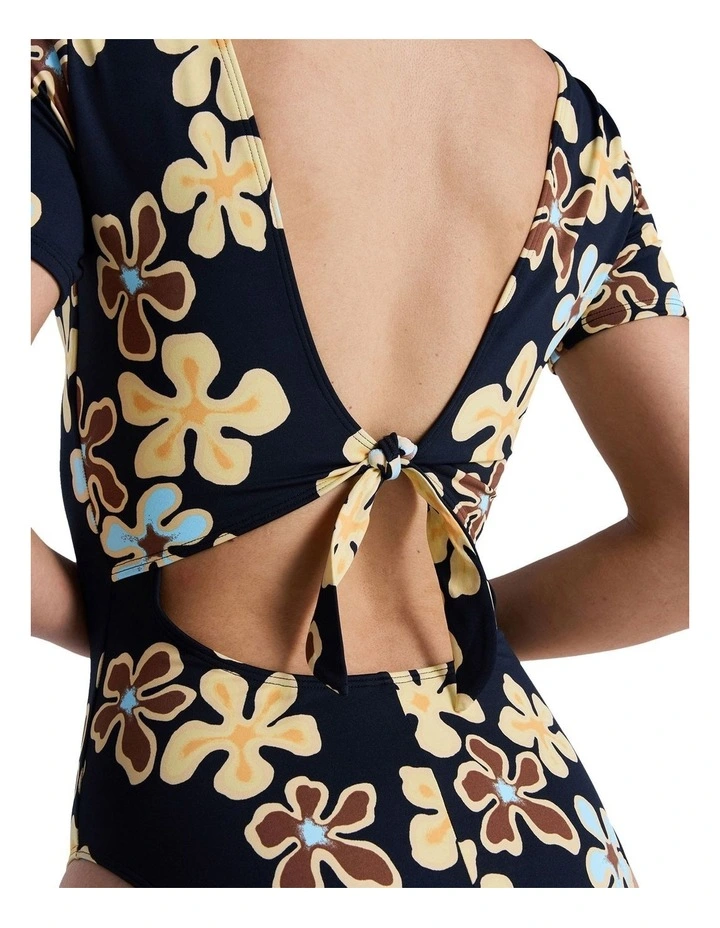 Sun Babe Short Sleeve One Piece Rash Vest in Black image 4