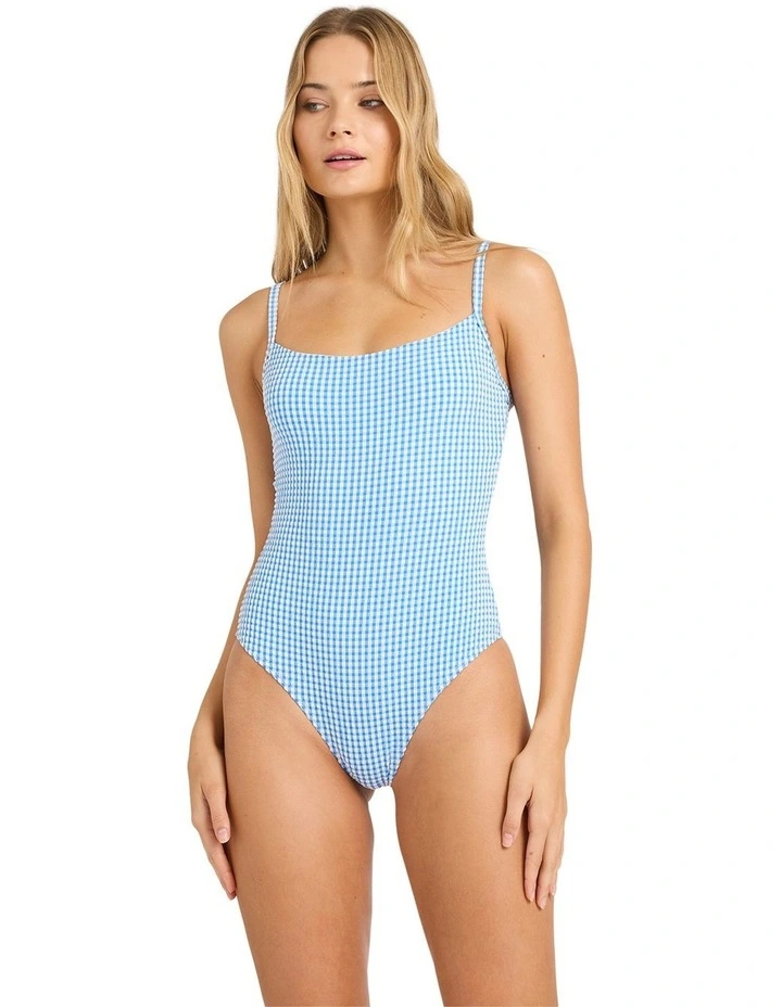 Mini Wave Check Mia DD One Piece Swimsuit in Blue image 1