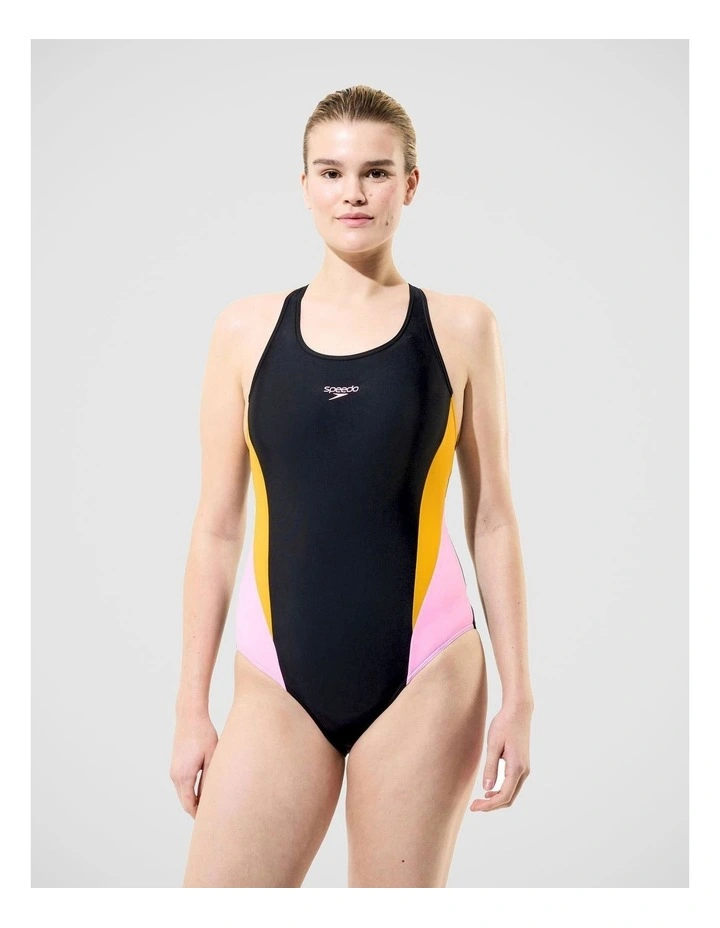 Womens Colourblock Splice 2.0 One Piece in Black/Pink image 1