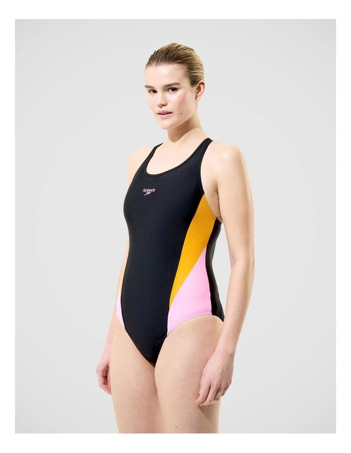 Womens Colourblock Splice 2.0 One Piece in Black/Pink image 3