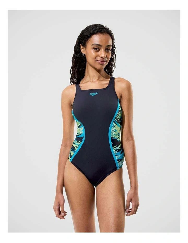 Womens Hyperboom Splice Muscleback One Piece in Black/Green image 1