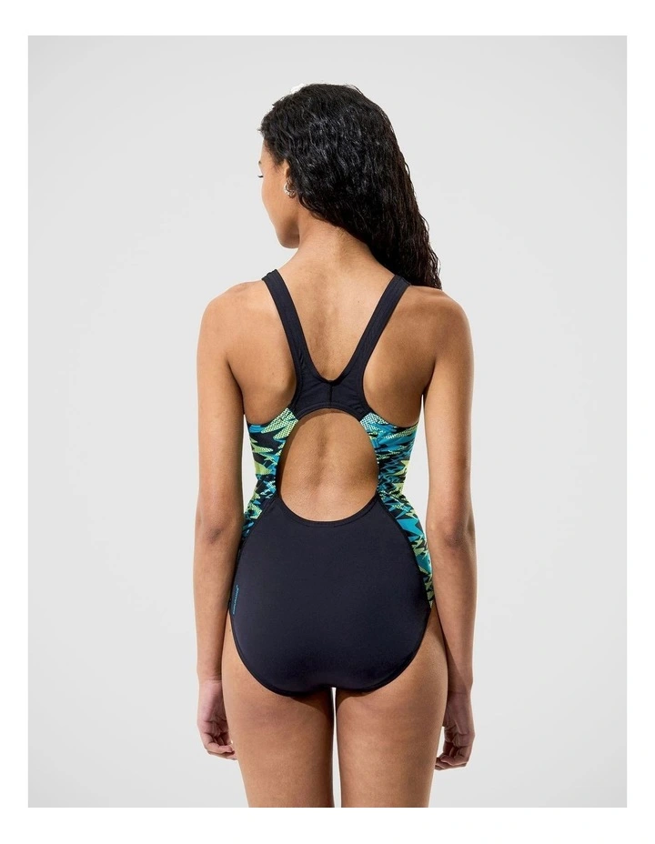 Womens Hyperboom Splice Muscleback One Piece in Black/Green image 2