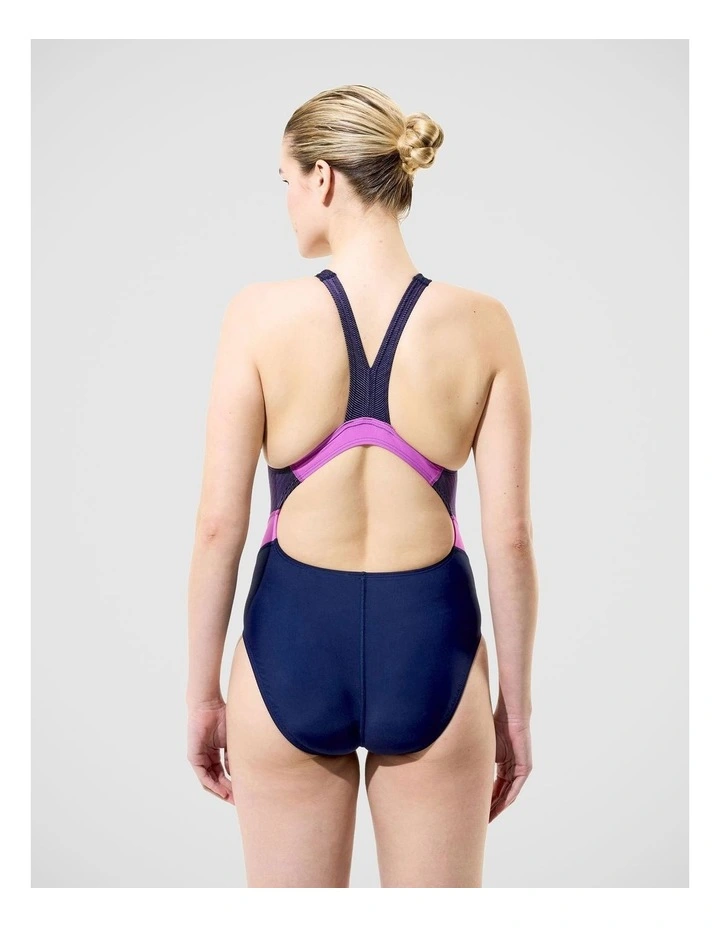 Womens Quantum Rib Splice One Piece in Navy image 2