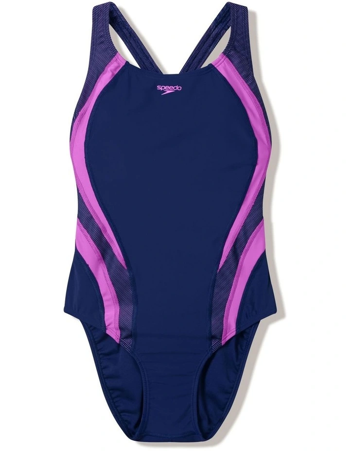 Womens Quantum Rib Splice One Piece in Navy image 4