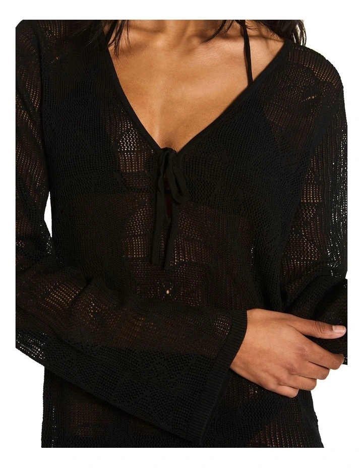 Odette Mini Kaftan in Black image 4