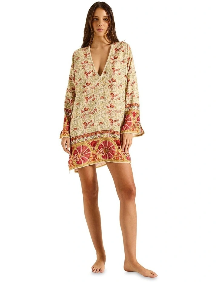 Rosselini Natasha Mini Kaftan in Red image 1