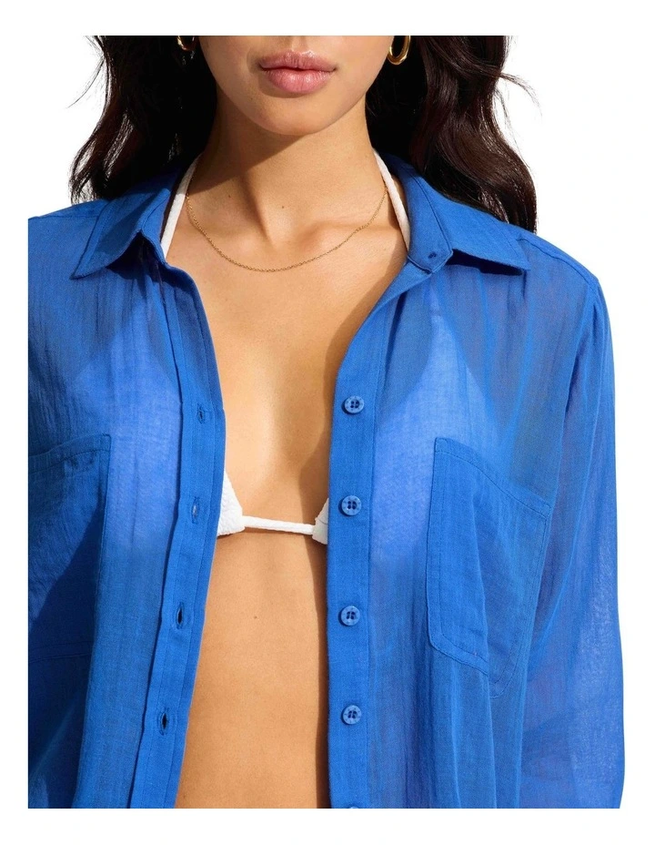 Beach Edit Breeze Beach Shirt in Azure image 4