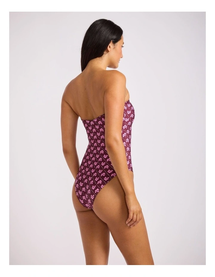 Batik Bloom Bandeau One Piece in Dark Burgundy image 3