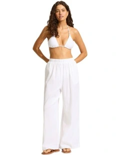 Beach Edit Crinkle Beach Pant in White