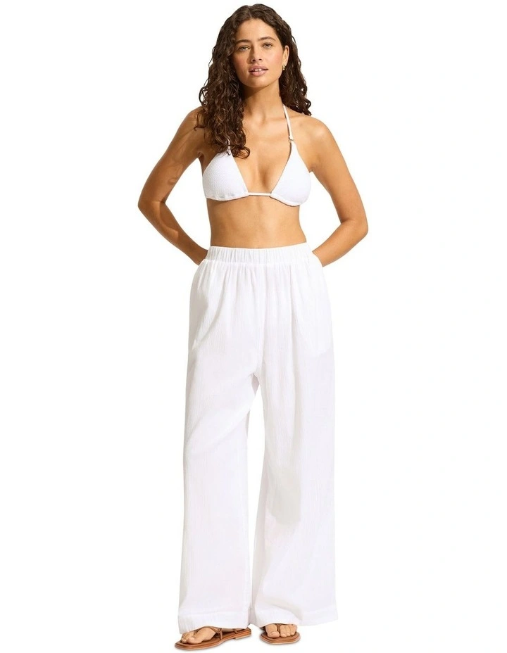 Beach Edit Crinkle Beach Pant in White image 1
