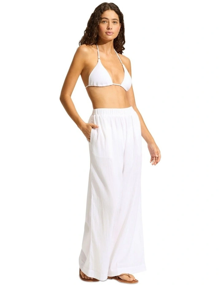 Beach Edit Crinkle Beach Pant in White image 2