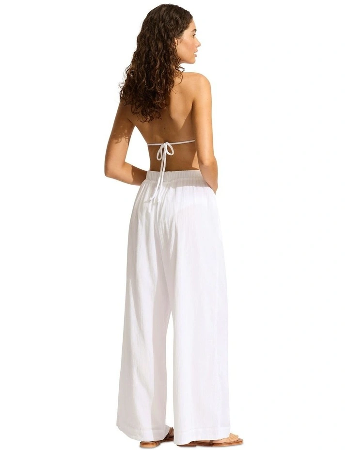 Beach Edit Crinkle Beach Pant in White image 3